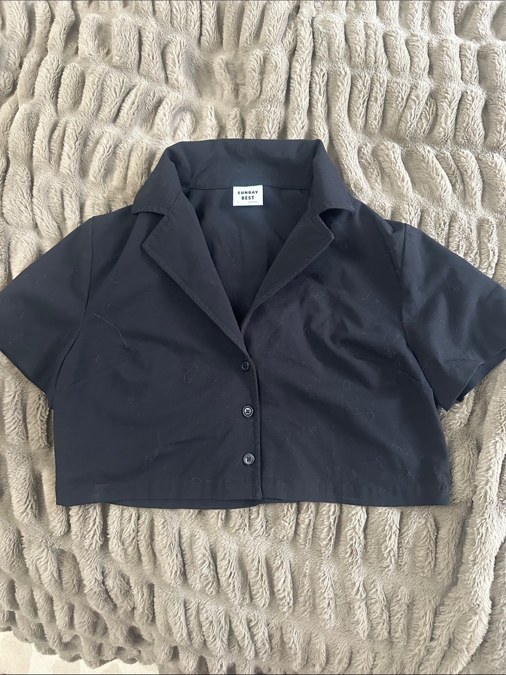 Sunday Best Black Cropped Button-Up Shirt